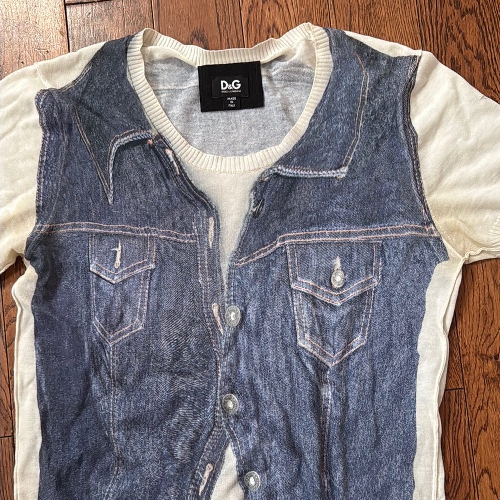D&G dolce and gabbana Denim Print Sweater